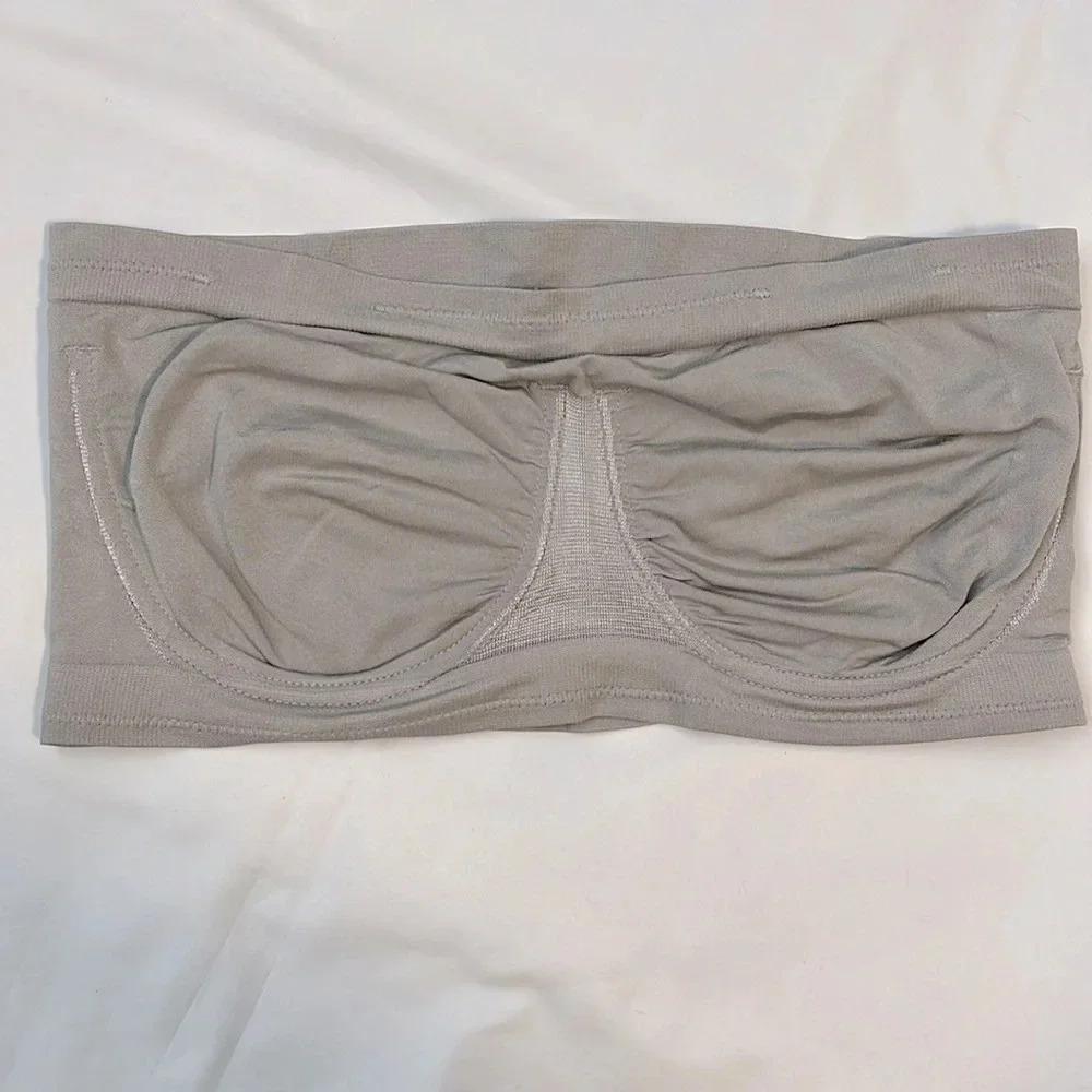 Ahh By Rhonda Shear Angel Seamless Underwire Bandeau Bra Grey, Size 1XL